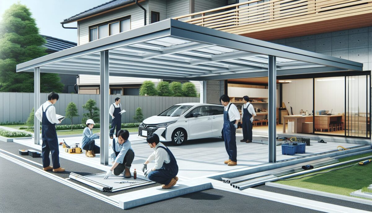 Professional installation of a high-quality aluminum carport and concrete driveway
